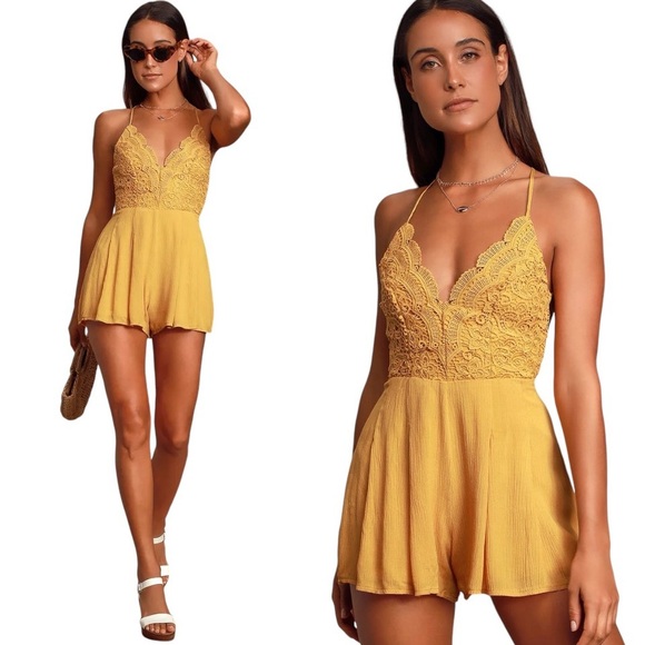Lulus Pants - LULUS | Star Spangled Backless Lace Romper